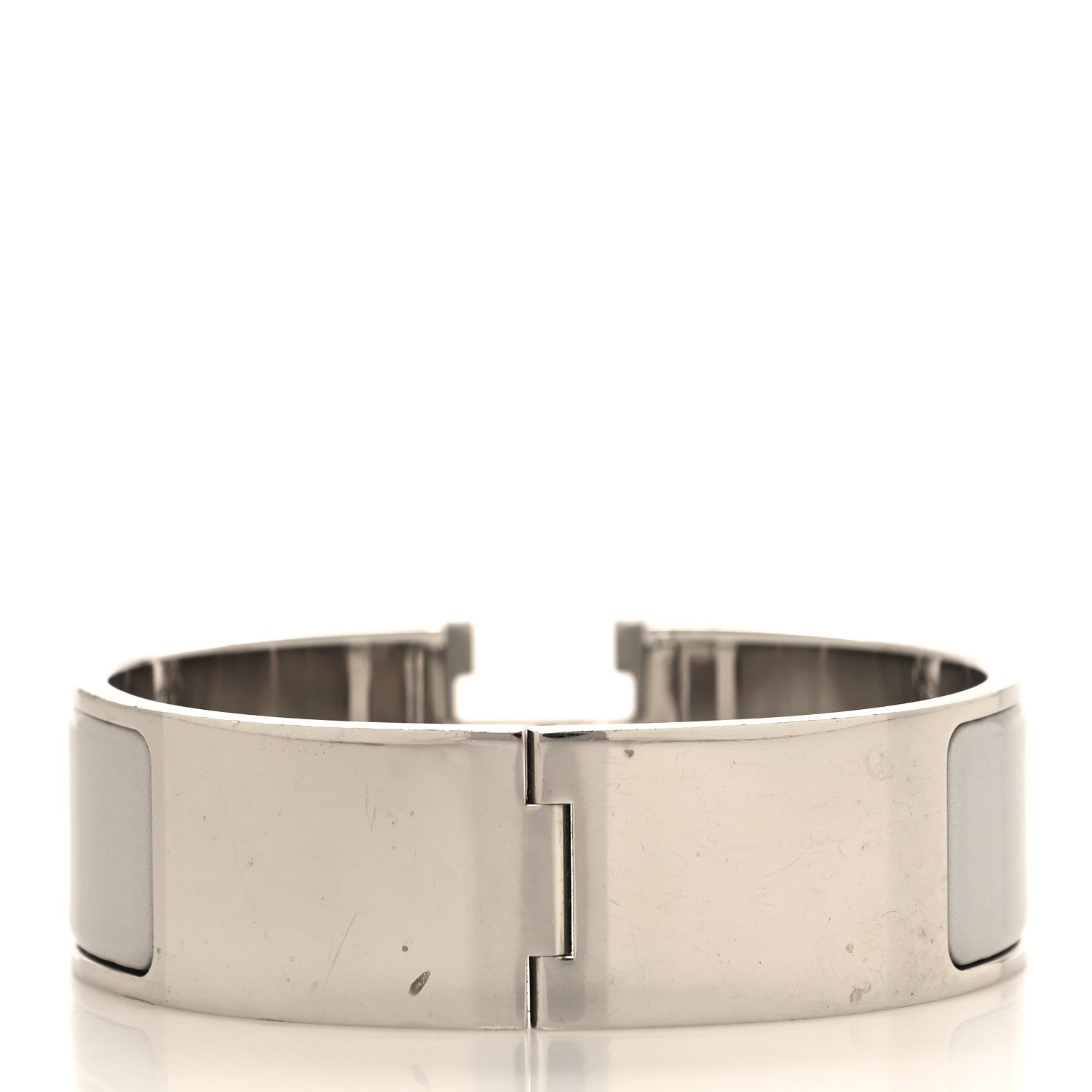Hermes Enamel Wide Clic Clac H Bracelet GM Blanc Marron Glace 3 of 4