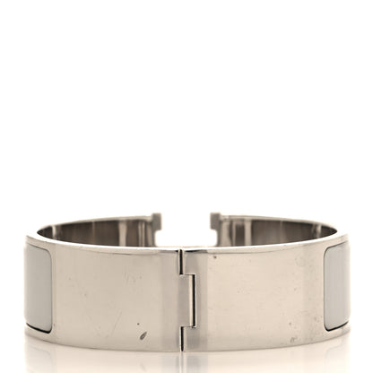 Hermes Enamel Wide Clic Clac H Bracelet GM Blanc Marron Glace 3 of 4