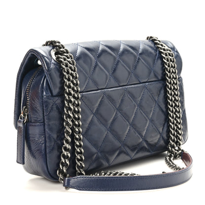 Chanel Glazed Calfskin Quilted Medium Duo Color Flap Blue 2 of 10
