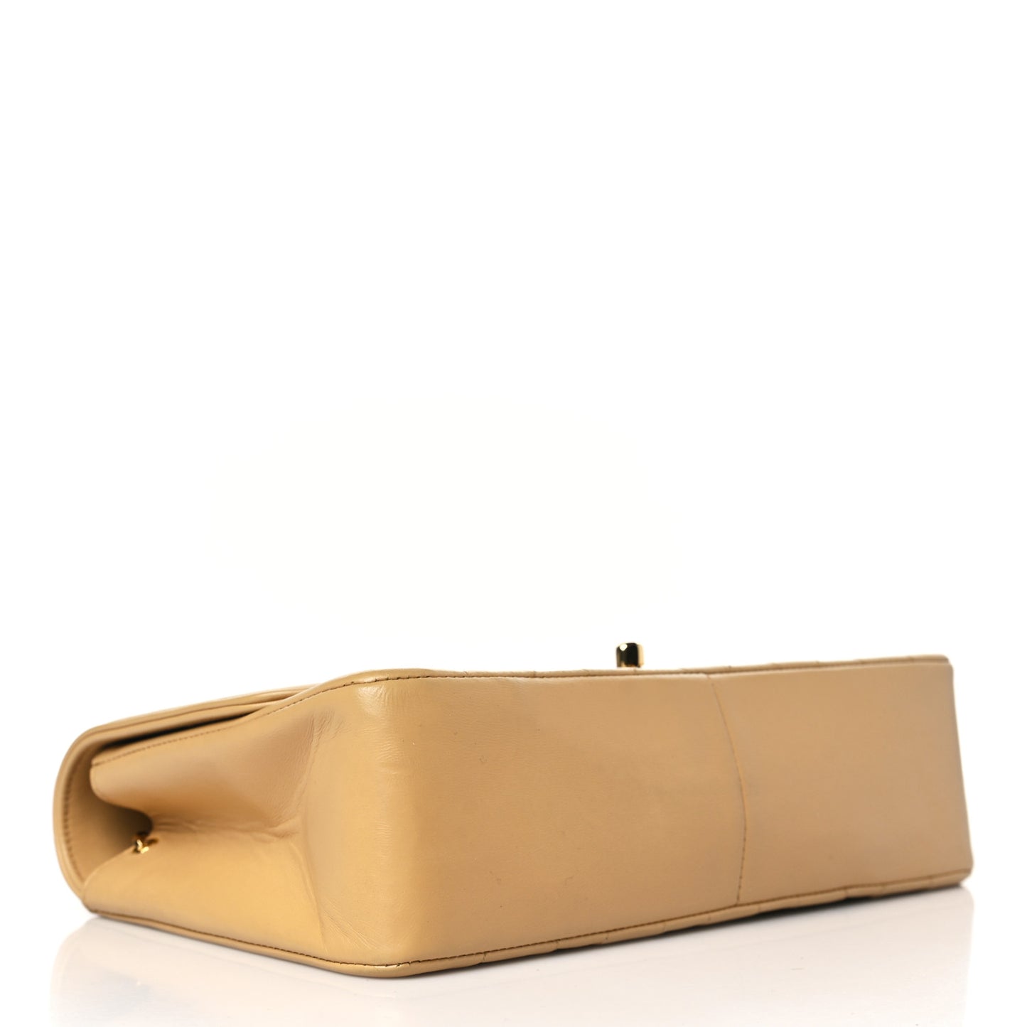 Lambskin Quilted Medium Single Flap Beige