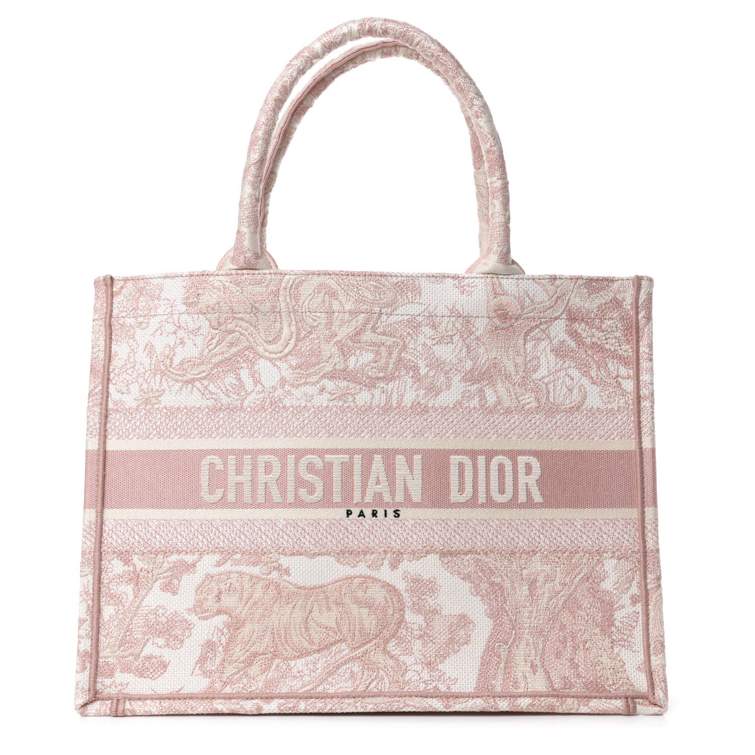 Christian Dior Canvas Embroidered Medium Dioriviera Toile De Jouy Book Tote Rose 1 of 9
