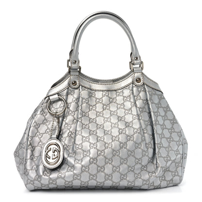 Gucci Guccissima Medium Sukey Tote Silver 1 of 10
