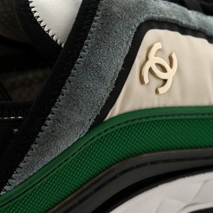 Chanel Suede Calfskin Mixed Fibers CC Sneakers 39.5 Ivory Green Light Blue 15 of 15