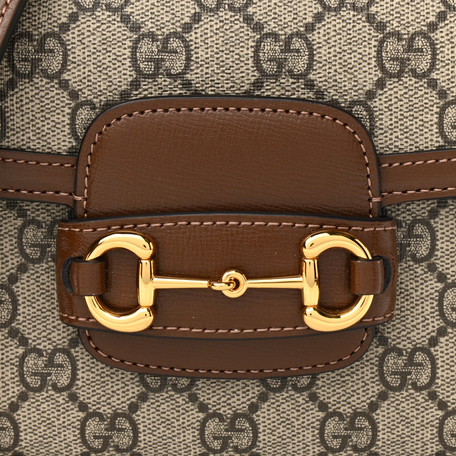 Gucci GG Supreme Monogram Web Mini Horsebit 1955 Shoulder Bag Beige Brown Sugar 8 of 11