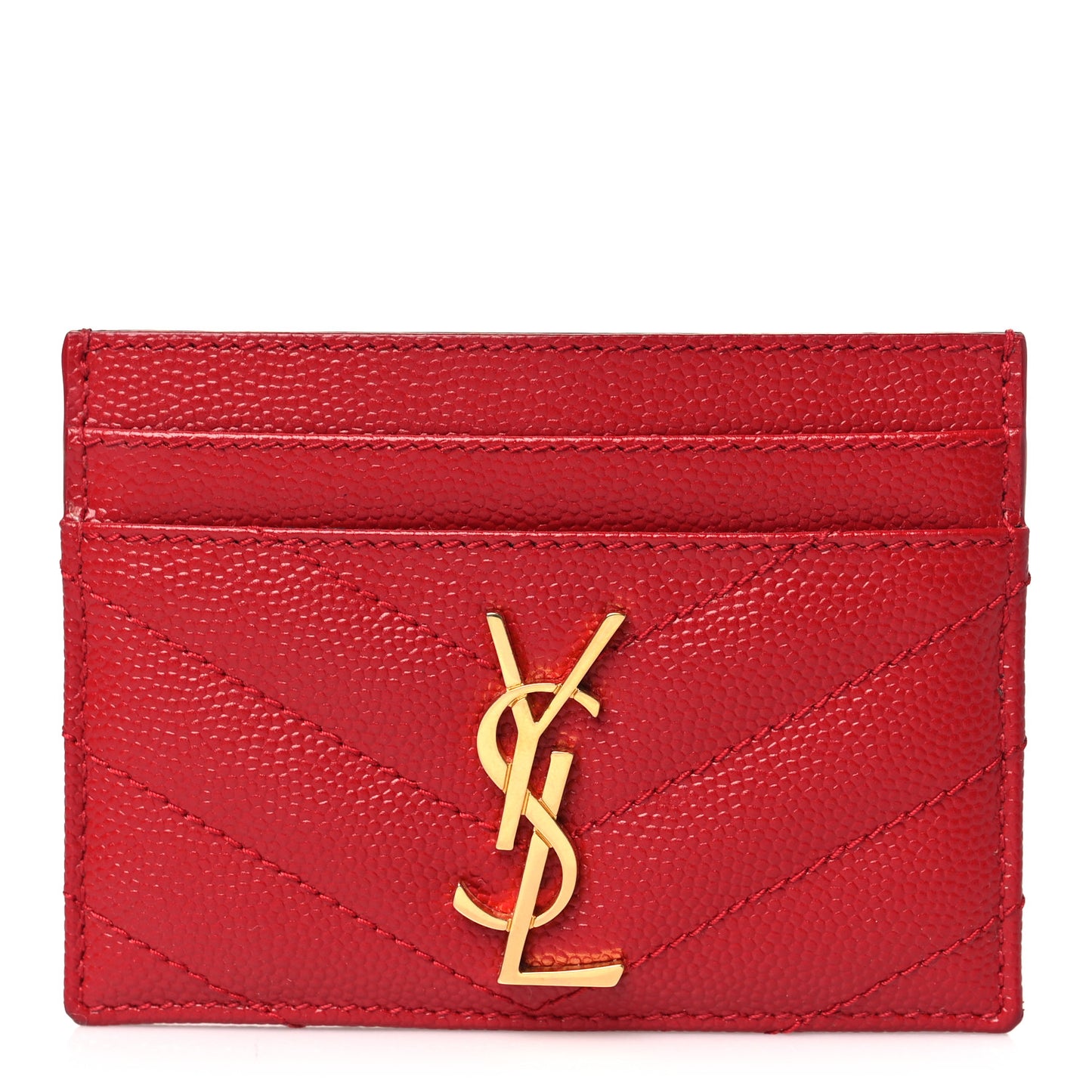 Grain De Poudre Matelasse Chevron Monogram Credit Card Case