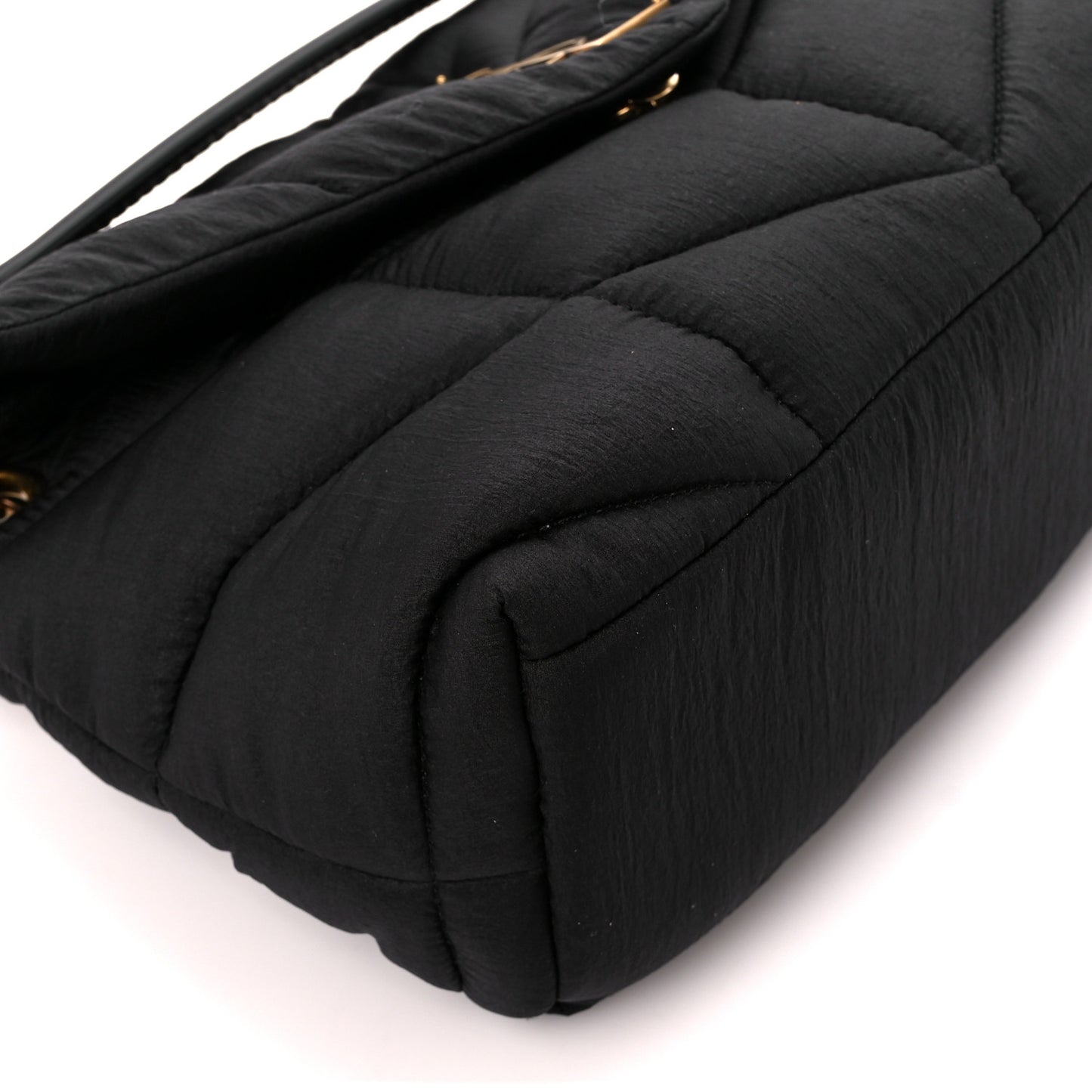 Nylon Quilted Small Loulou Puffer Monogram Chain Satchel Black