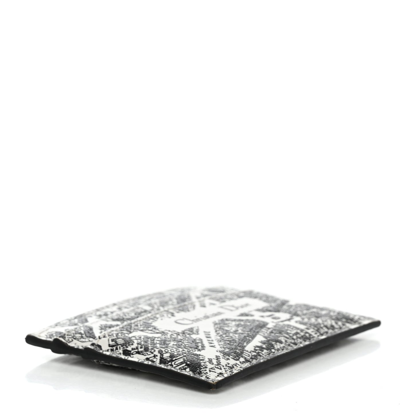Calfskin Plan De Paris Print Card Holder White Black