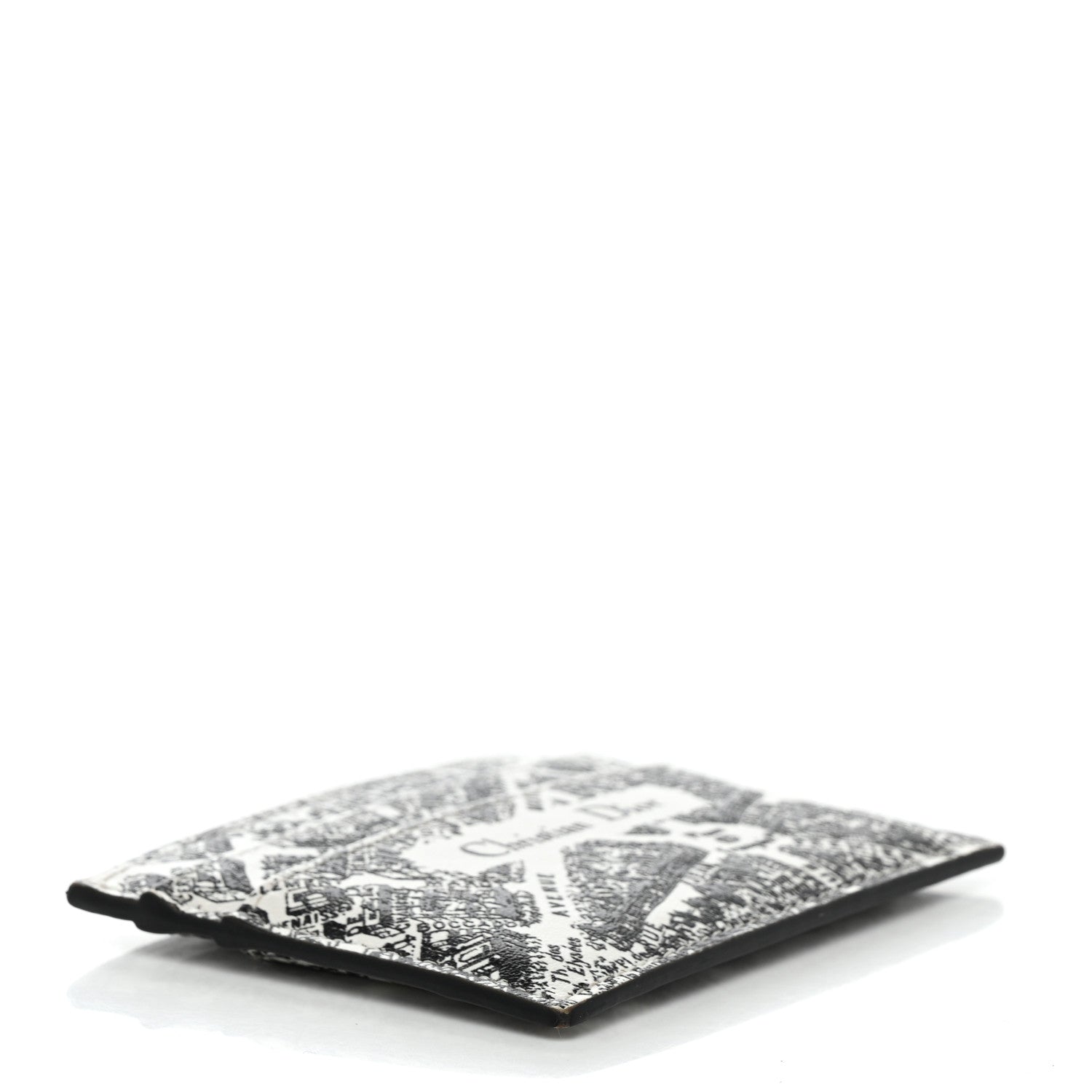 Christian Dior Calfskin Plan De Paris Print Card Holder White Black 4 of 9