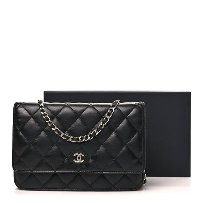 Chanel Lambskin Quilted Wallet On Chain WOC Black 12 of 12