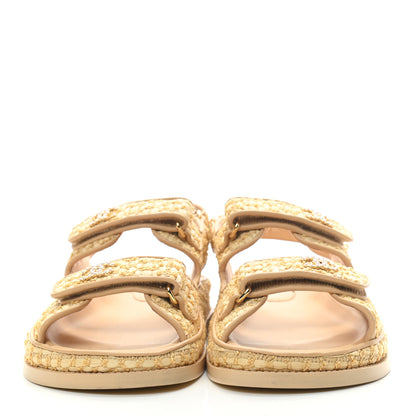 Chanel Braided Fabric Velcro Dad Sandals 39.5 Beige 2 of 8