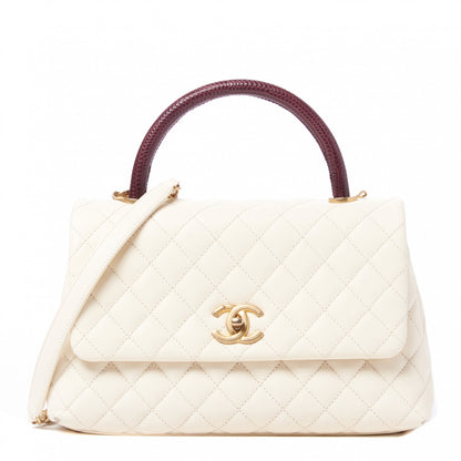 Chanel Caviar Lizard Quilted Small Coco Handle Flap Ivory 1 of 9