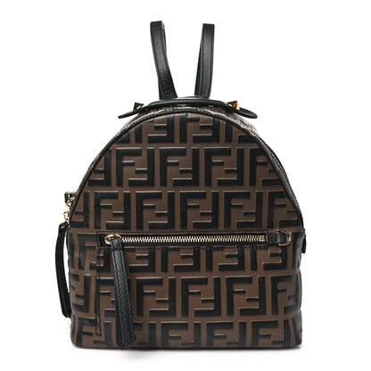 Fendi Vitello Bi-Color FF 1974 Embossed Mini Backpack Maya Black 1 of 11