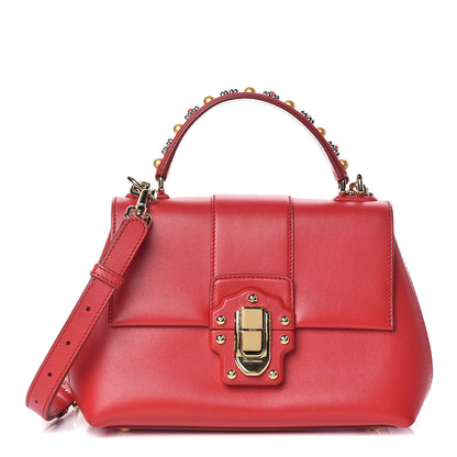 Dolce & Gabbana Calfskin Embellished Small Lucia Top Handle Bag Rosso 1 of 10
