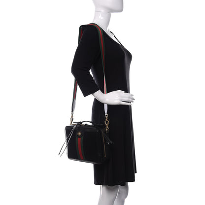 Gucci Suede Patent Web Small Ophidia Top Handle Shoulder Bag Black 2 of 11