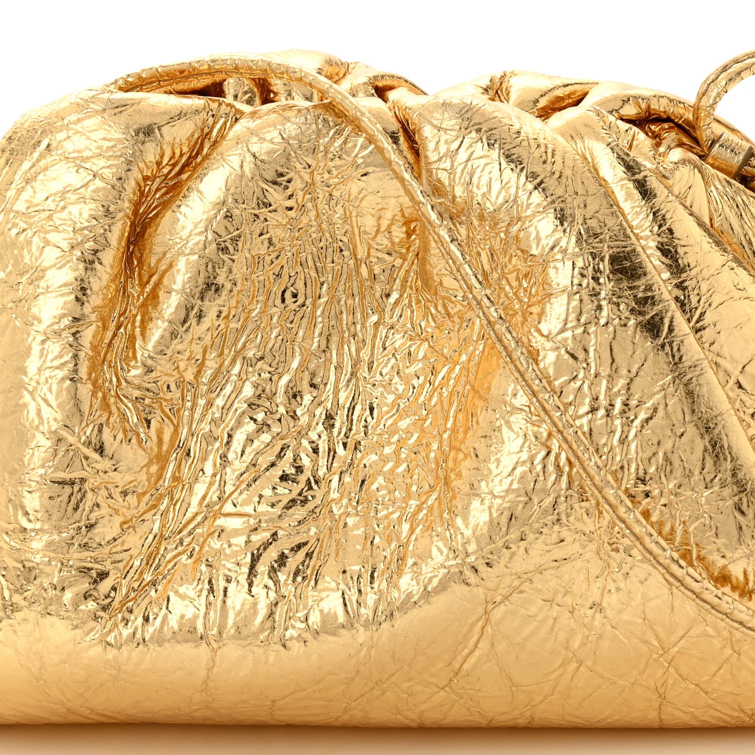 Bottega Veneta Metallic Crinkled Lambskin The Mini Pouch Oro 8 of 16