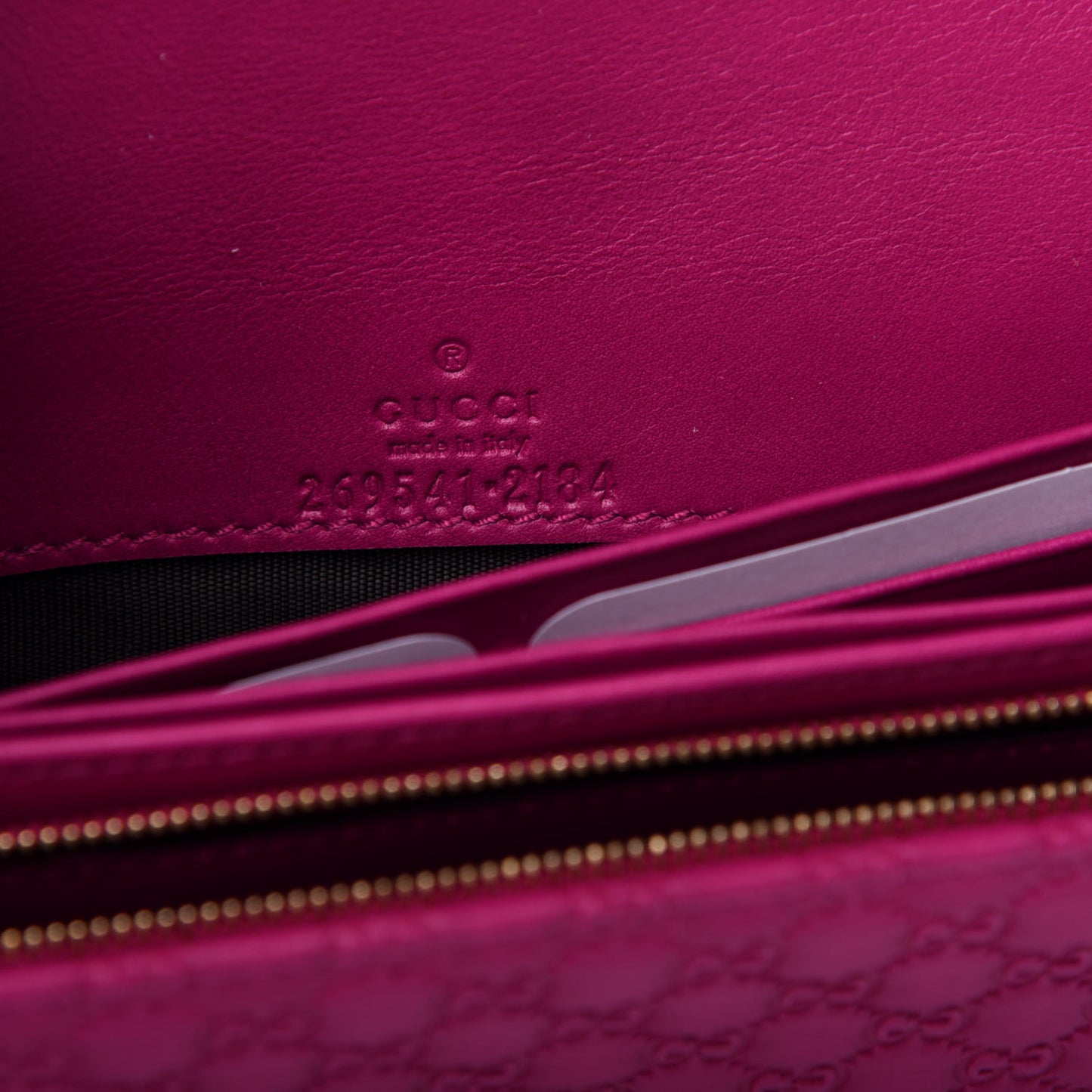 Soft Microguccissima Dice Chain Wallet Bright Bouganville
