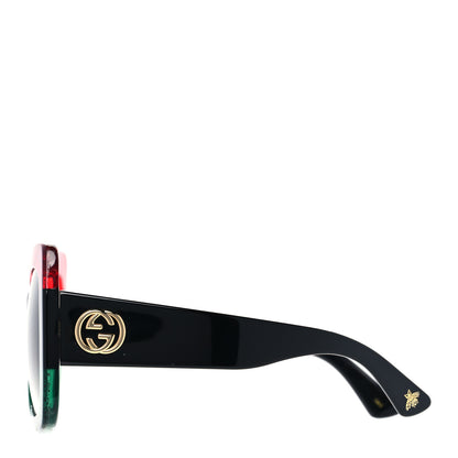 Gucci Acetate Square Frame Sunglasses GG0083S Glitter Red Black Green 2 of 9