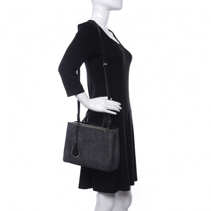 Fendi Denim Petite 2Jours Tote Blue Black 2 of 10