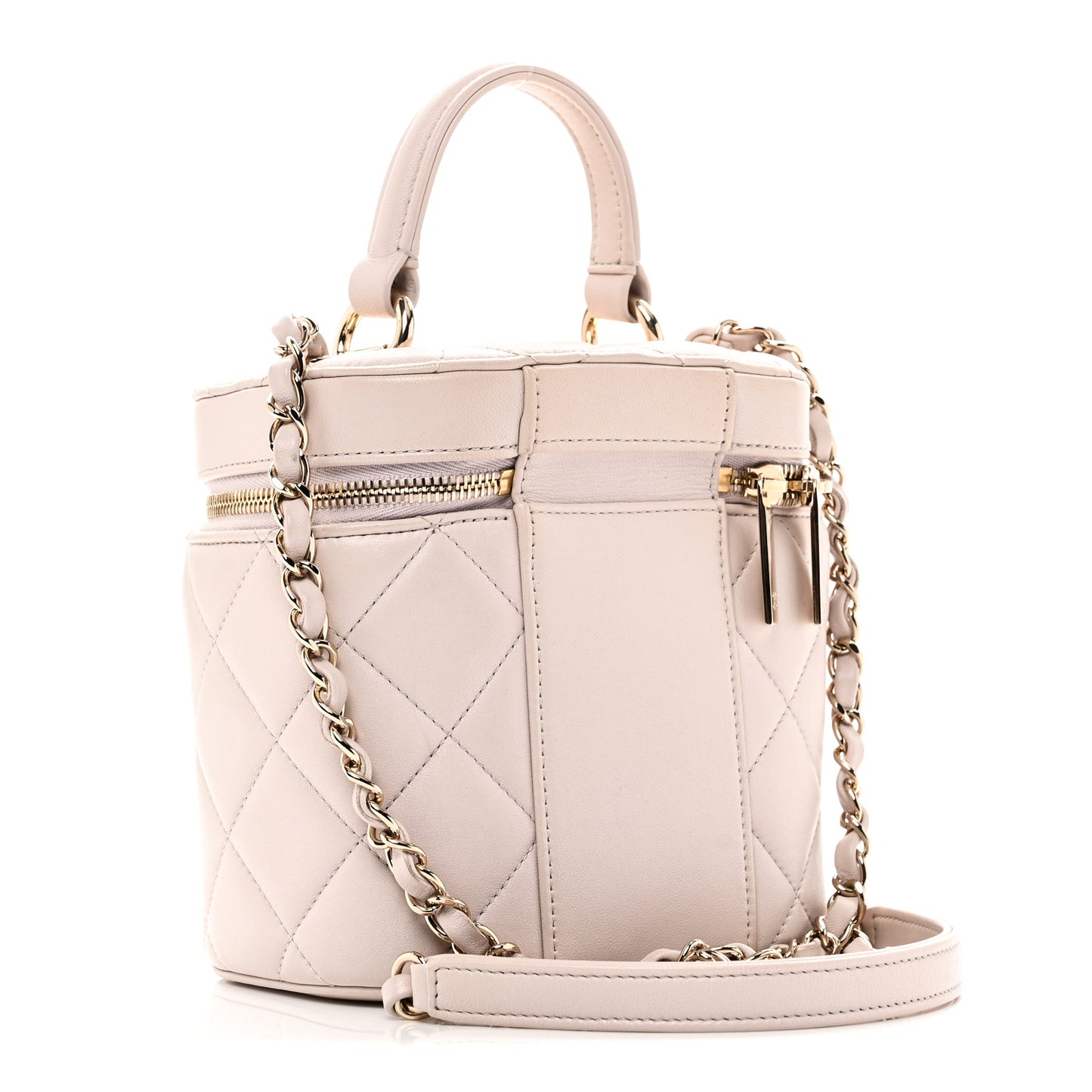 Lambskin Quilted Trendy Vanity Case Lilac