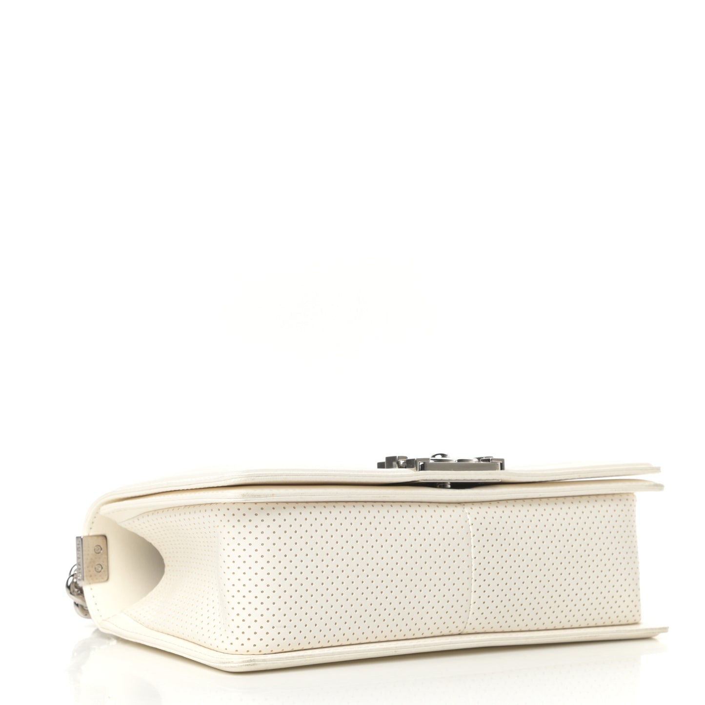 Lambskin Perforated Medium Boy Flap White