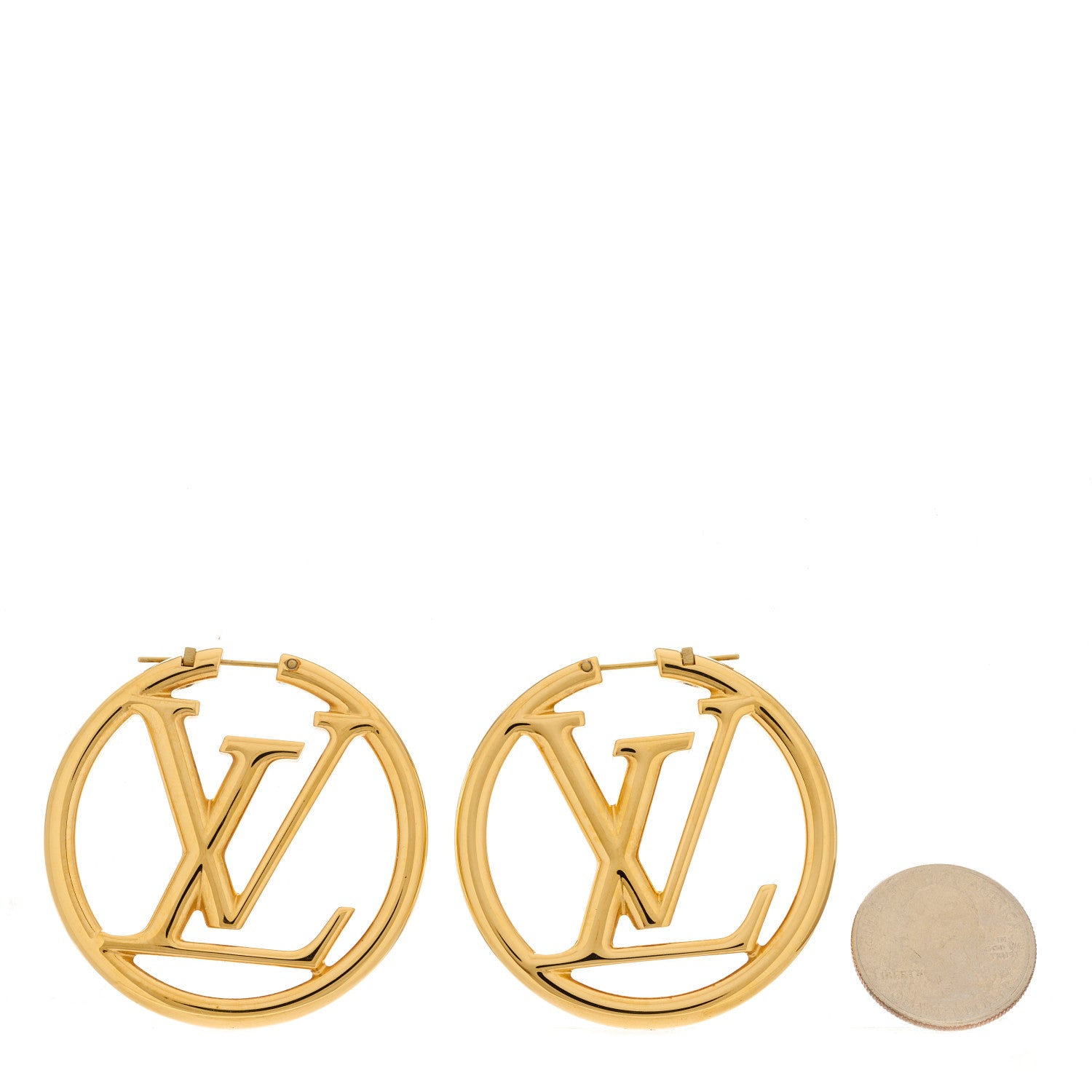 Louis Vuitton LOUIS VUITTON Metal Louise Hoop Earrings Gold 2 of 5