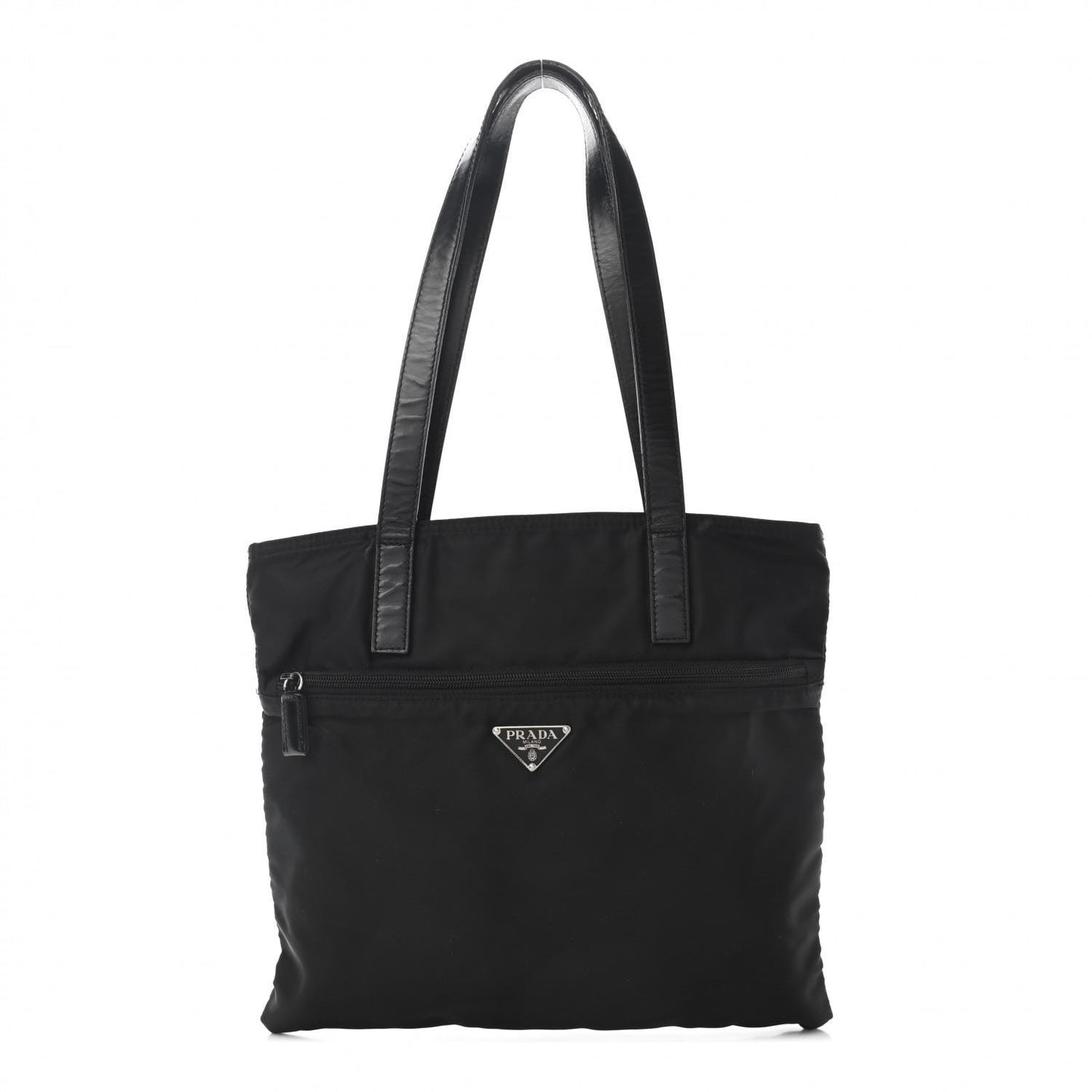 Tessuto Nylon Calfskin Shoulder Bag Black