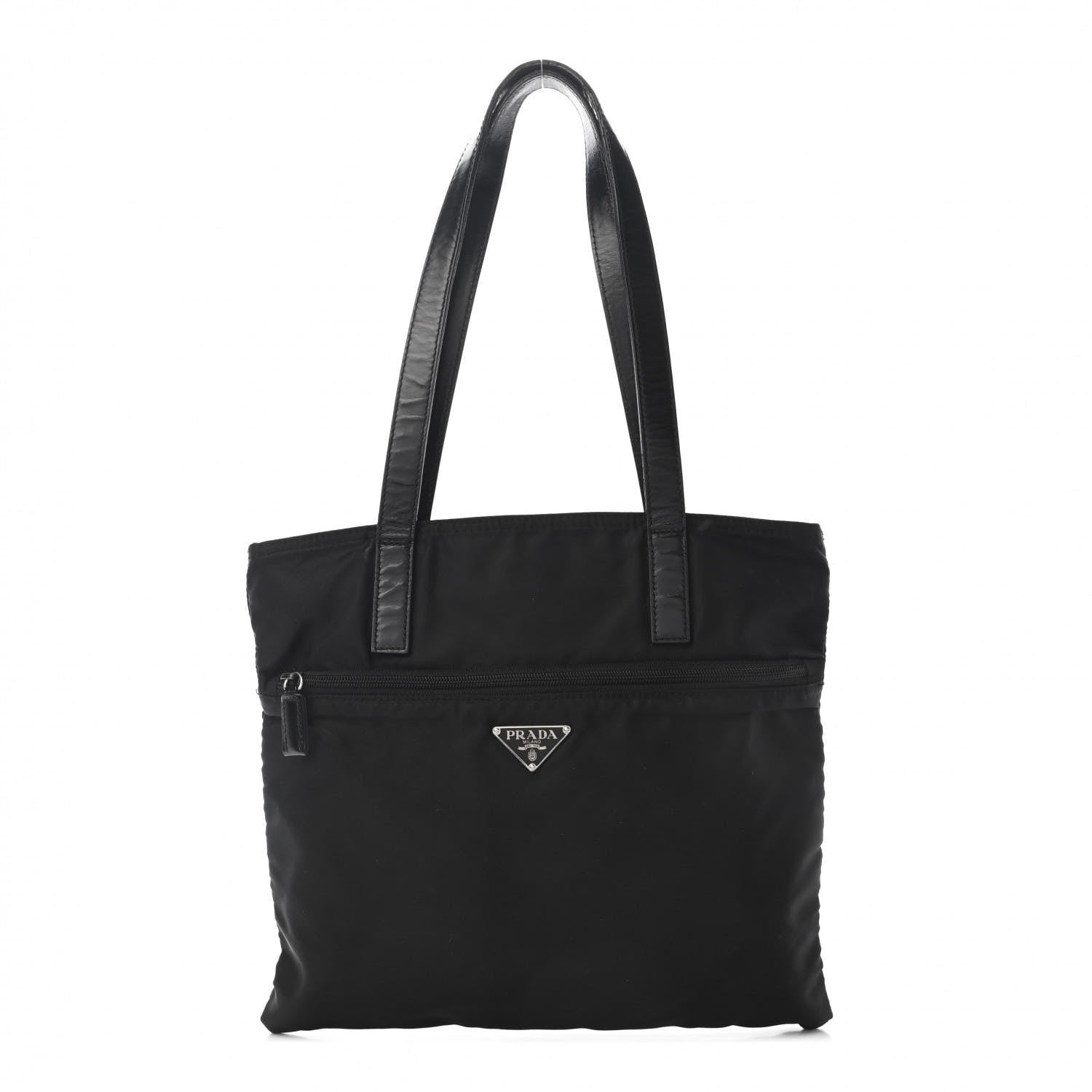 Prada Tessuto Nylon Calfskin Shoulder Bag Black 1 of 10
