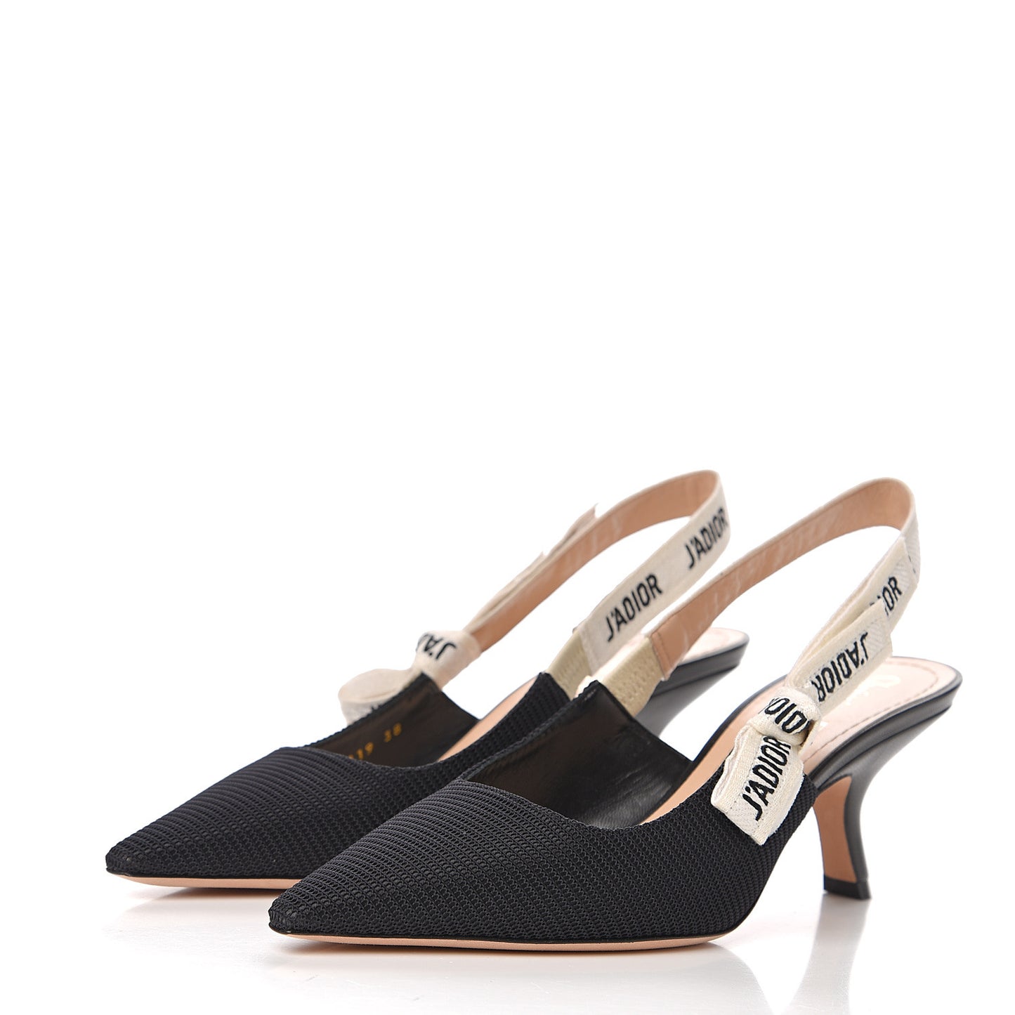 Technical Canvas Ribbon J Adior Slingback 65mm Pumps 38 Black