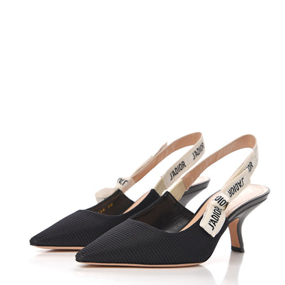 Christian Dior Technical Canvas Ribbon J Adior Slingback 65mm Pumps 38 Black 3 of 11