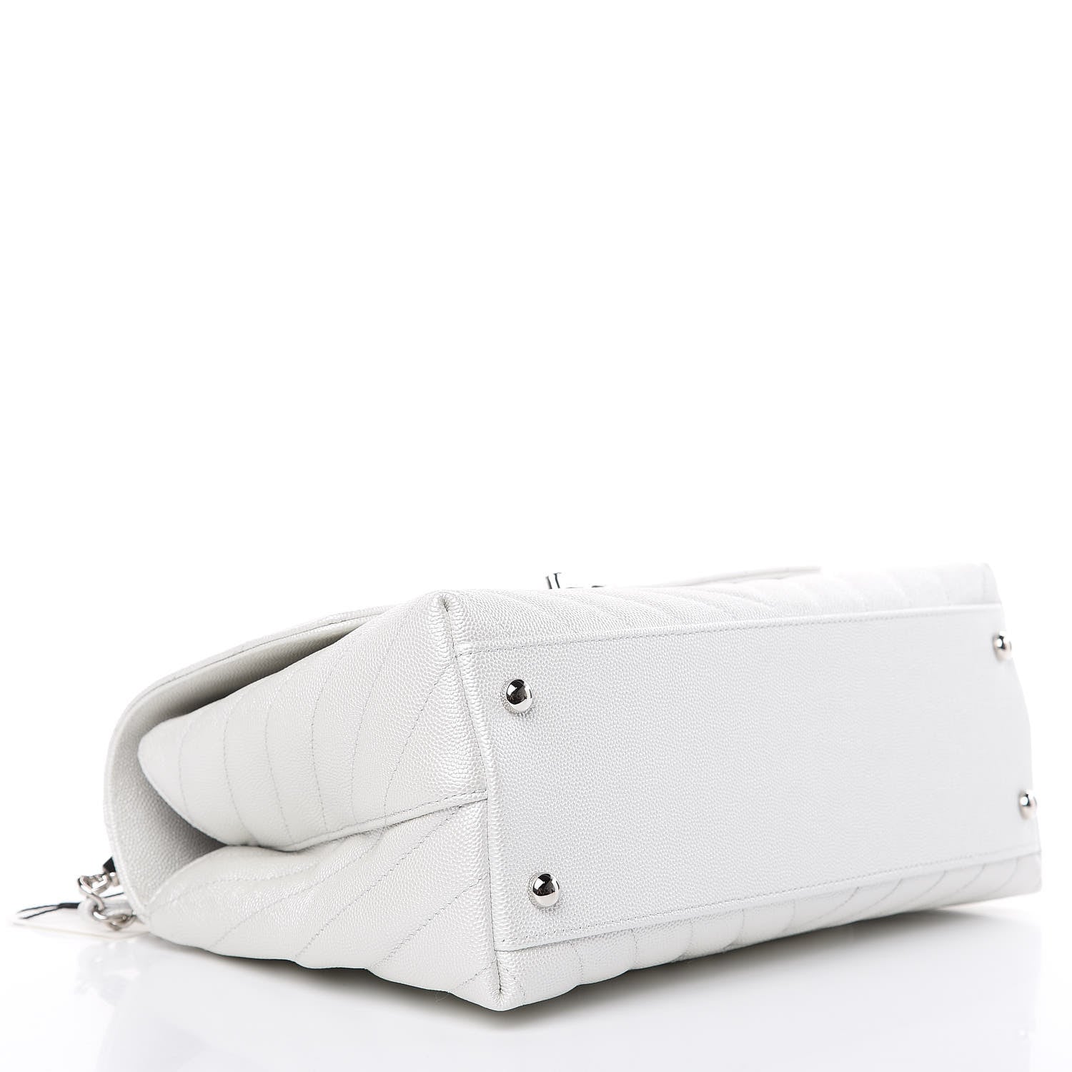 Chanel Iridescent Caviar Chevron Quilted Small Coco Handle Flap White 4 of 10