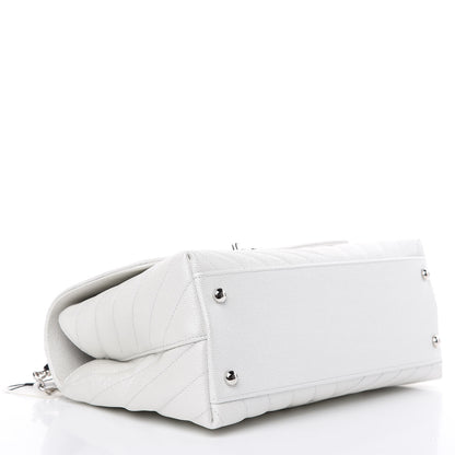 Chanel Iridescent Caviar Chevron Quilted Small Coco Handle Flap White 4 of 10