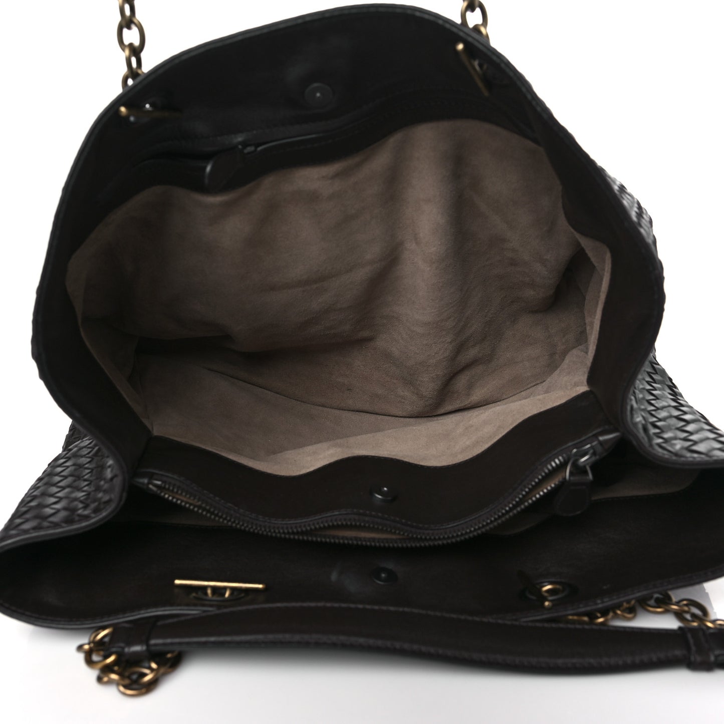 Nappa Intrecciato Large Classic Chain Strap Tote Ebano