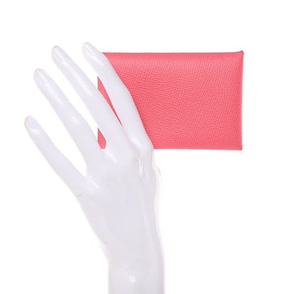 Hermes Epsom Calvi Card Case Rose Azalee 2 of 7