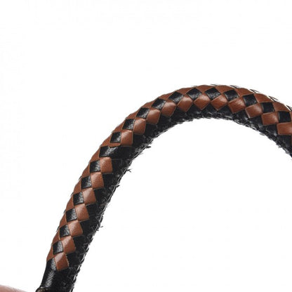 Prada Goatskin Woven Top Handle Satchel Black Tan 18 of 20