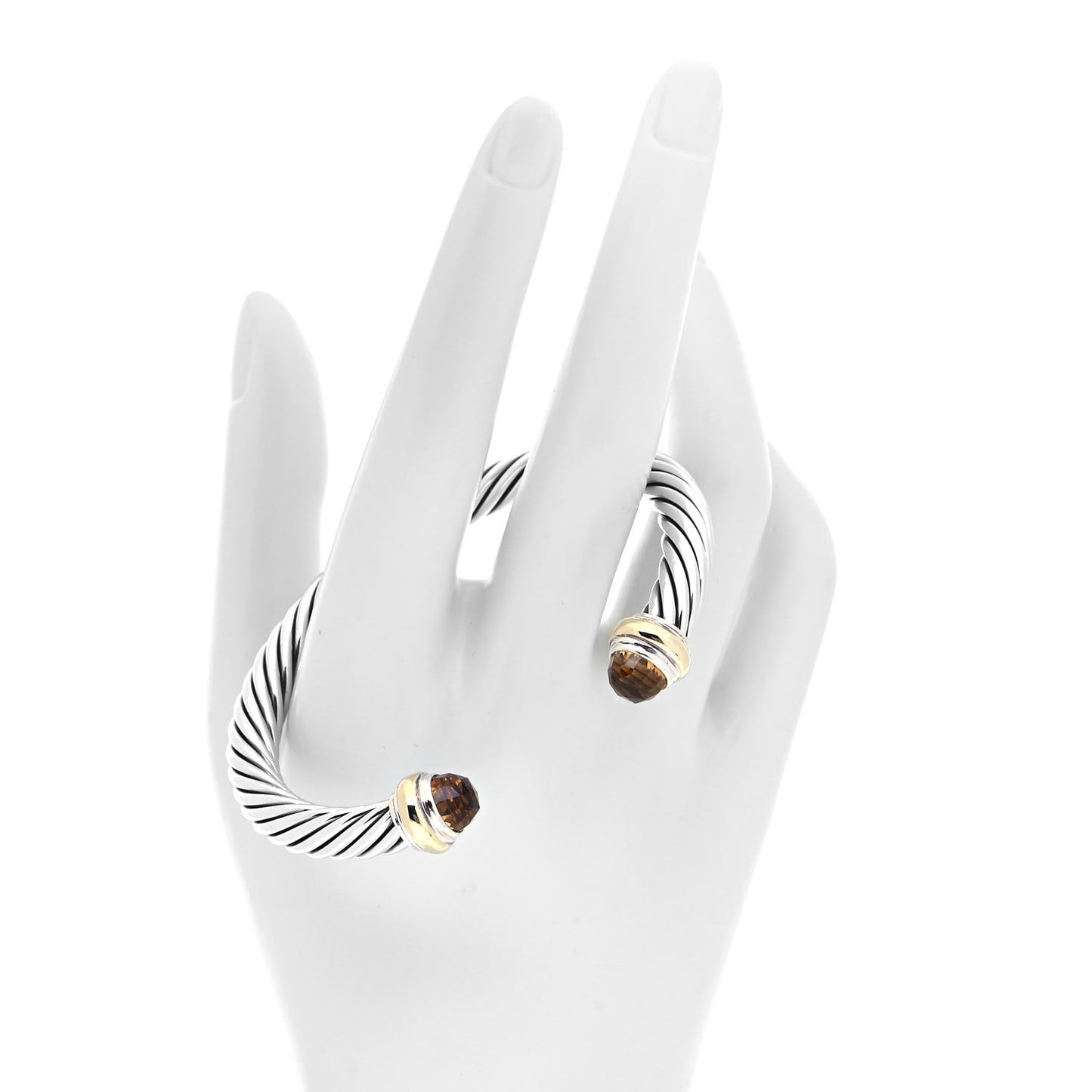 Sterling Silver 14K Yellow Gold Citrine 7mm Cable Classics Bracelet