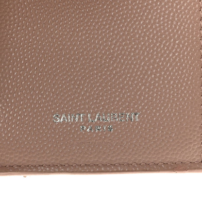 Saint Laurent Grain De Poudre Matelasse Chevron Monogram Compact Tri Fold Wallet Pale Pink 6 of 10