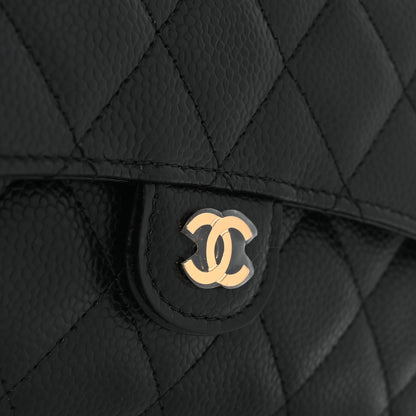 Chanel Caviar Quilted Large Gusset Flap Wallet Black 17 of 20