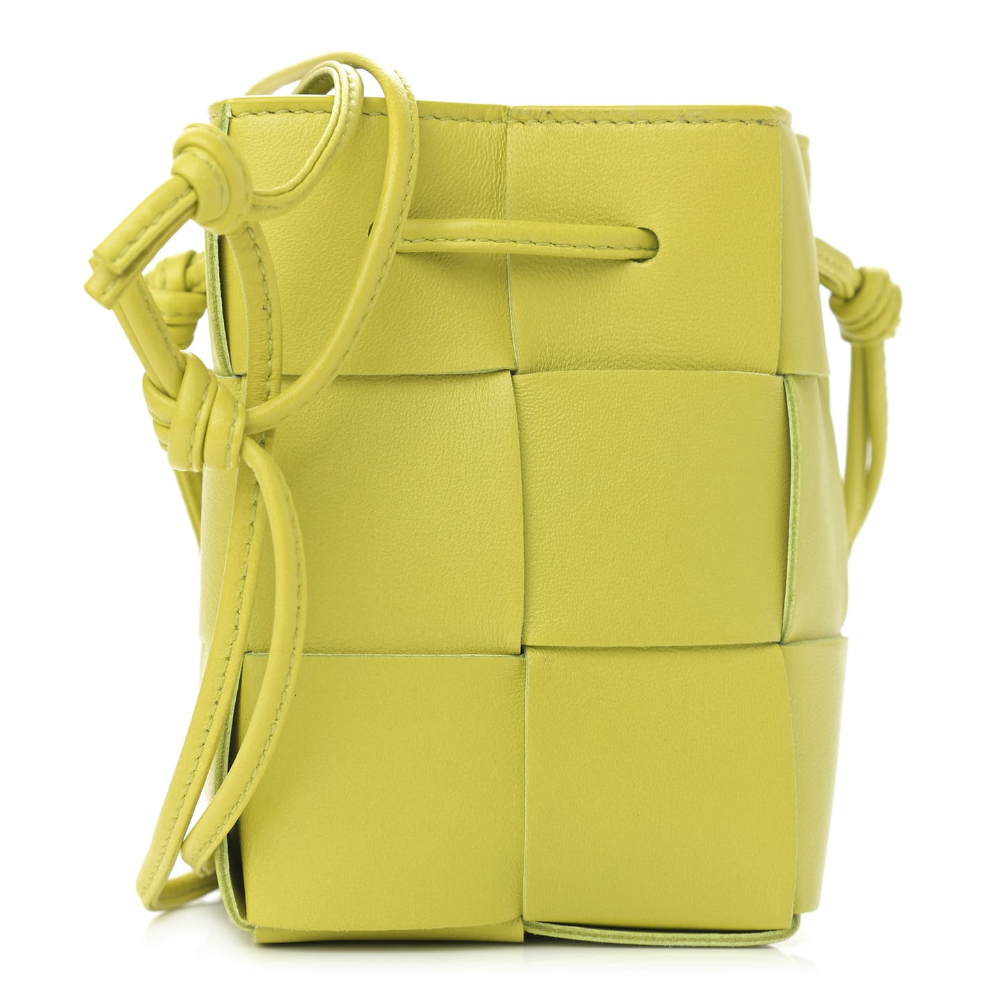 Nappa Maxi Intrecciato Mini Cassette Bucket Bag Kiwi