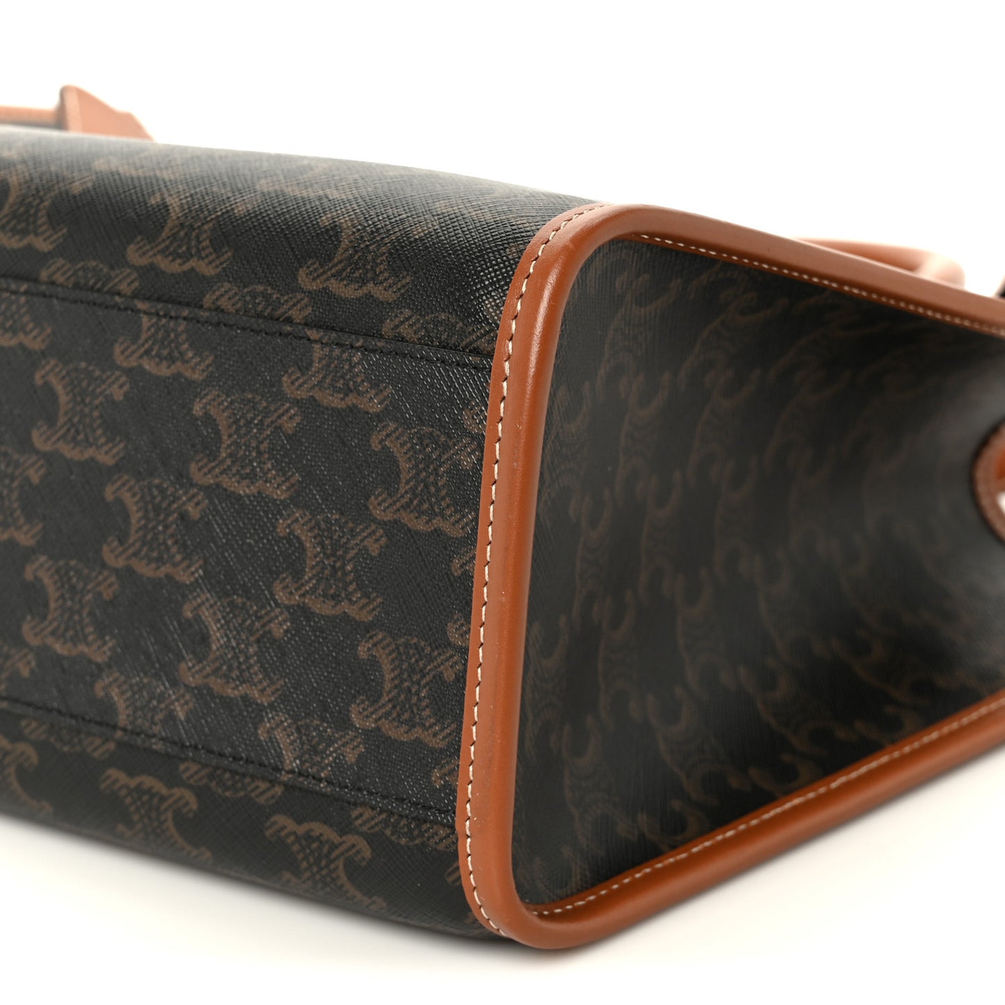 Triomphe Canvas Calfskin Mini Horizontal Cabas Tan