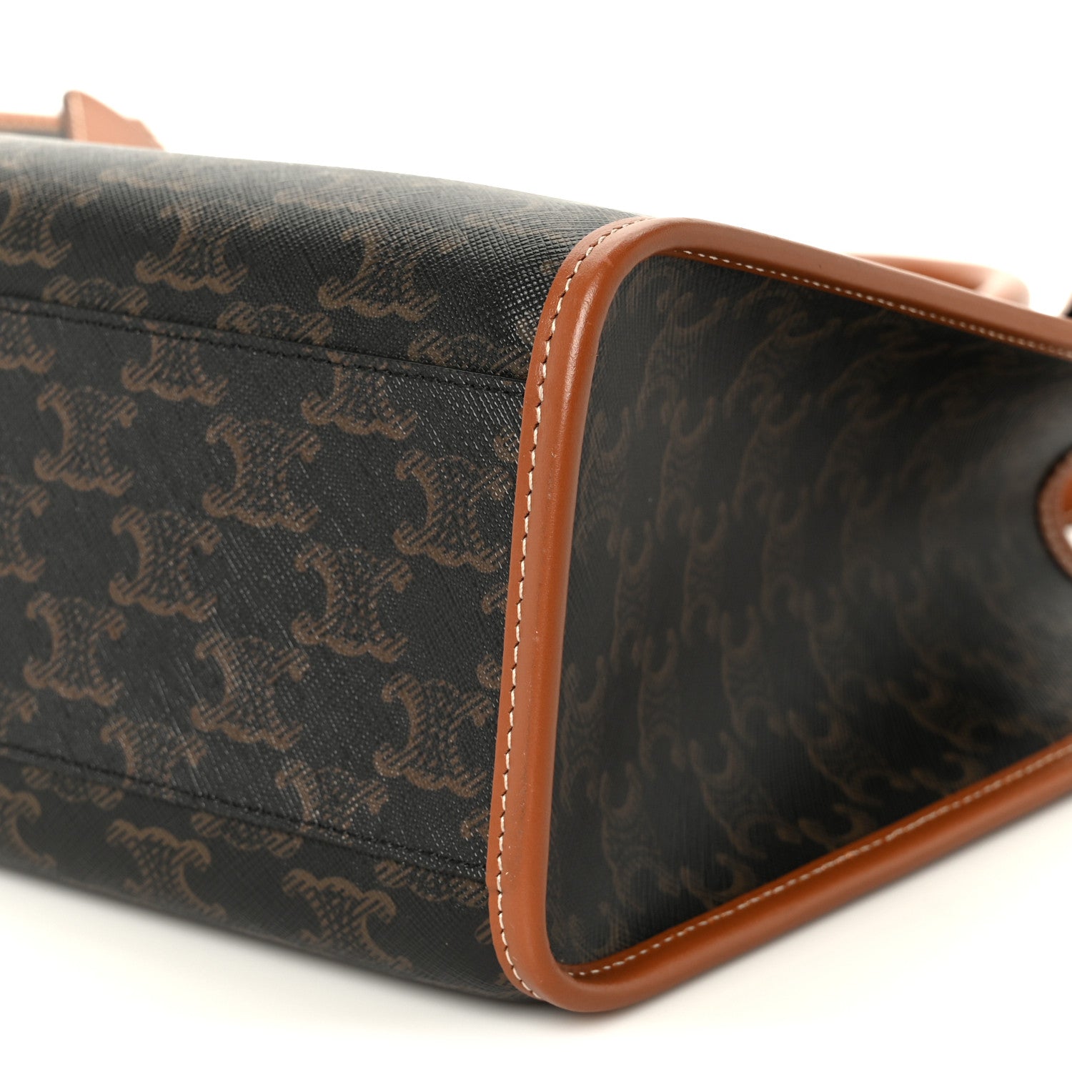 Celine Triomphe Canvas Calfskin Mini Horizontal Cabas Tan 9 of 9