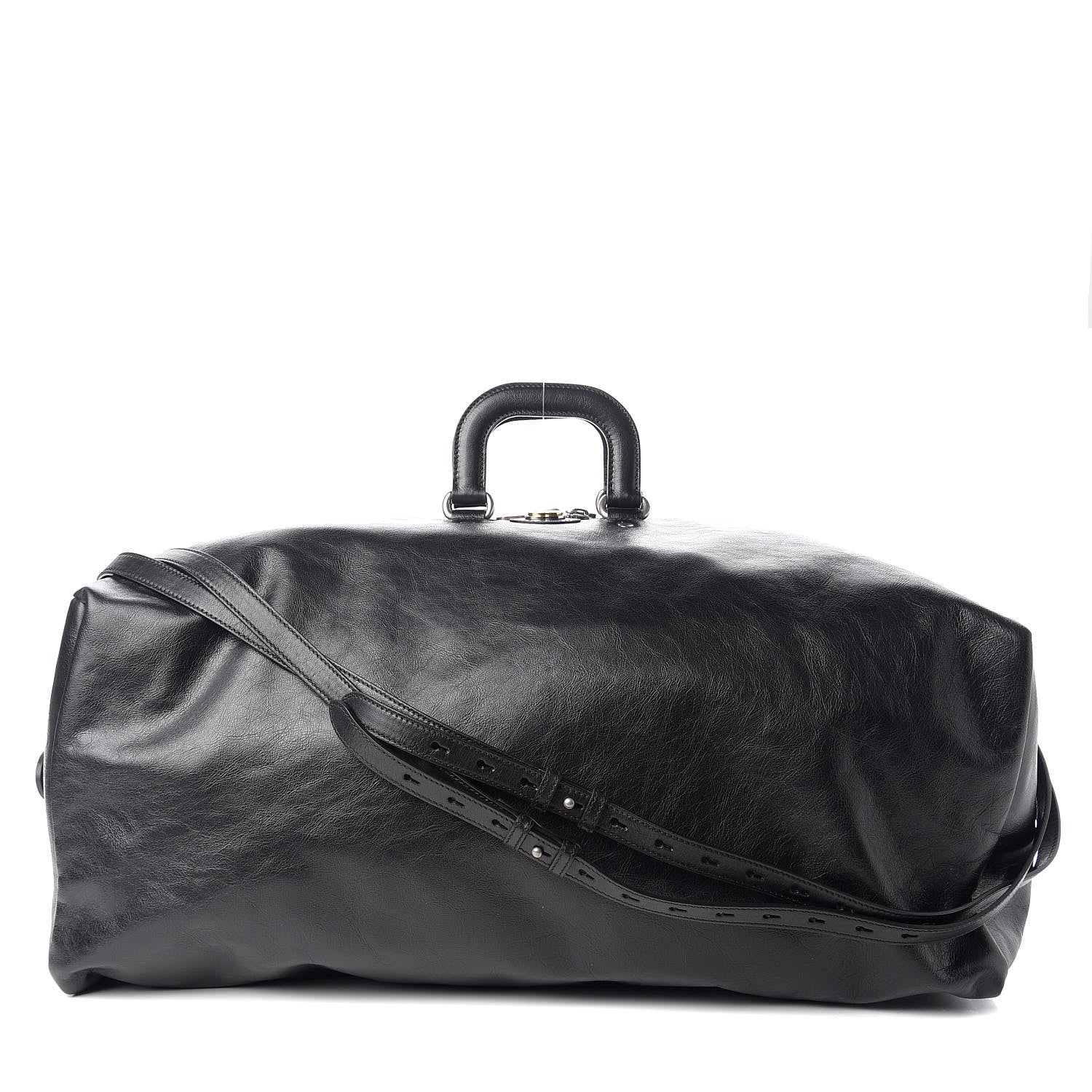 Gucci Soft Calfskin Large GG Top Handle Duffle Black 1 of 9