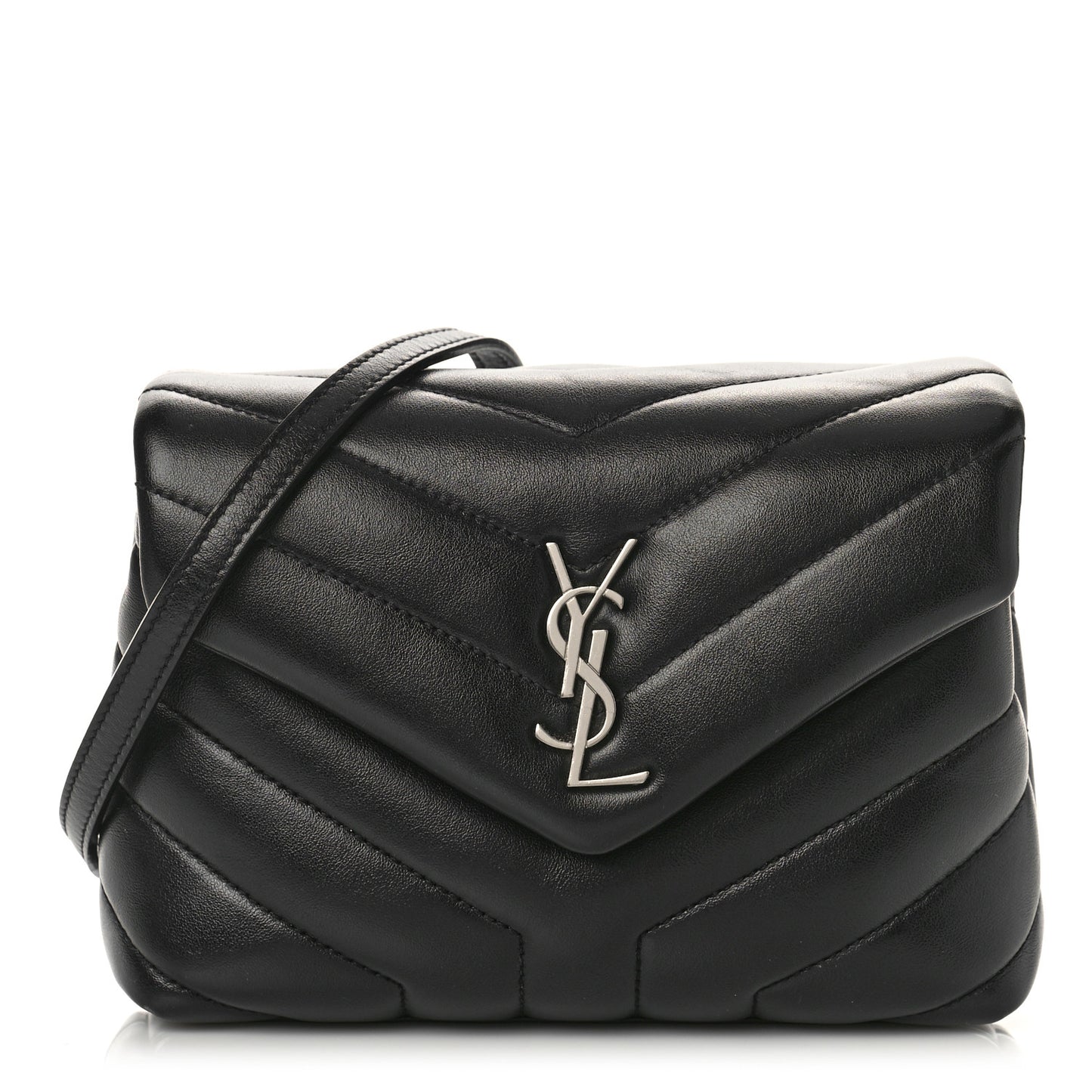 Calfskin Y Quilted Monogram Toy Loulou Crossbody Bag Black