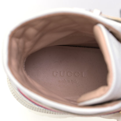 Gucci Calfskin Quilted Sylvie Web Lace Up Combat Ankle Boots 39.5 White 5 of 5