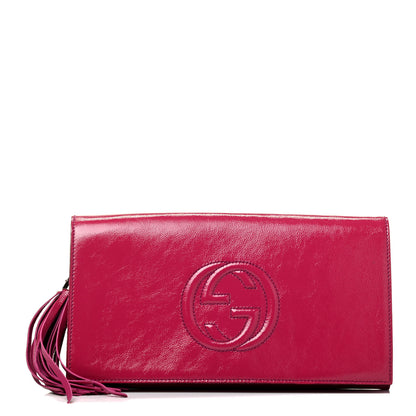 Gucci Soft Patent Medium Soho Clutch Bright Bougainvillea 2 of 8
