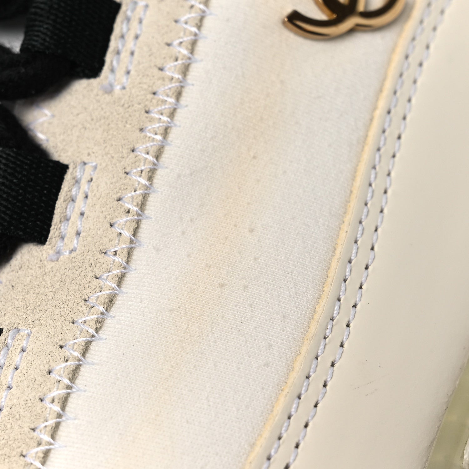 Chanel Velvet Calfskin Mixed Fibers CC Sneakers 40 Ivory Black 14 of 15