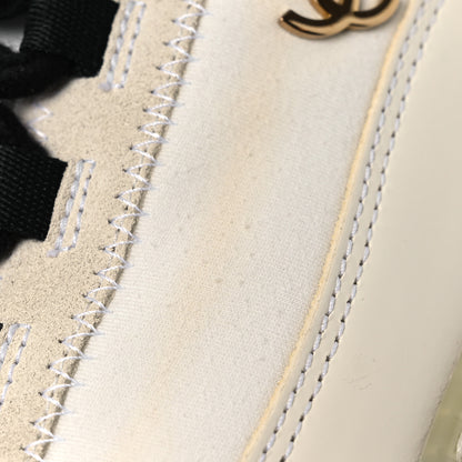 Chanel Velvet Calfskin Mixed Fibers CC Sneakers 40 Ivory Black 14 of 15