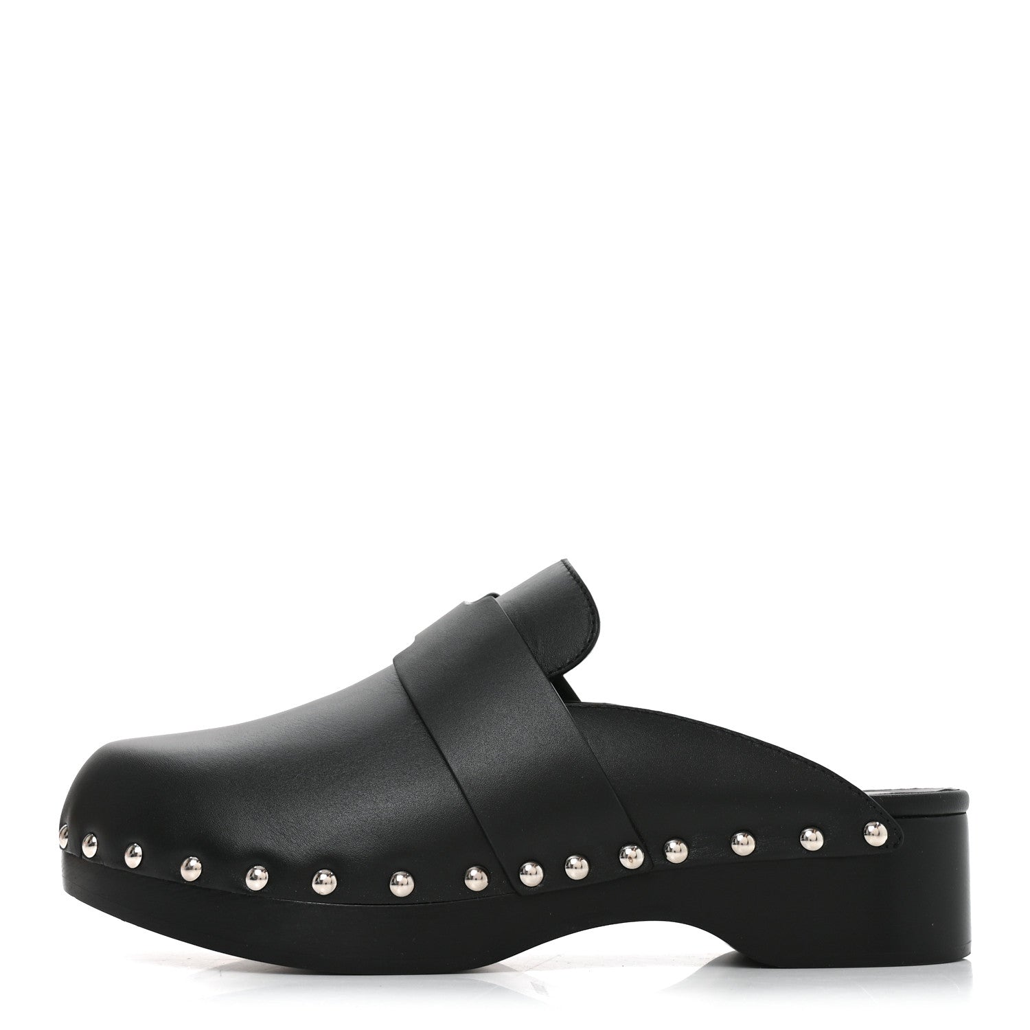 Hermes Calfskin Calya Mules 37 Black 1 of 8