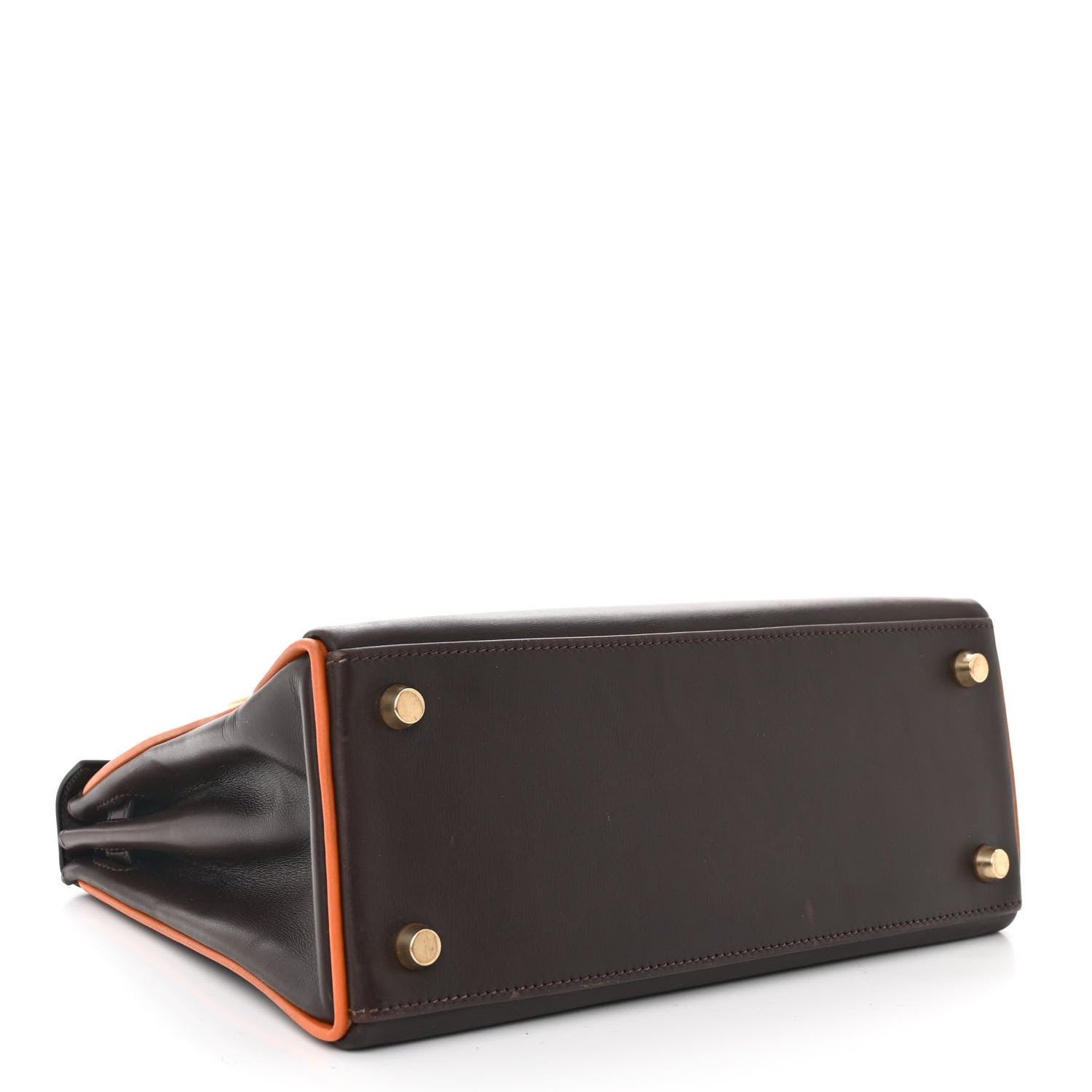 Hermes Box Bi-Color Kelly Retourne 25 Chocolate Orange 4 of 12