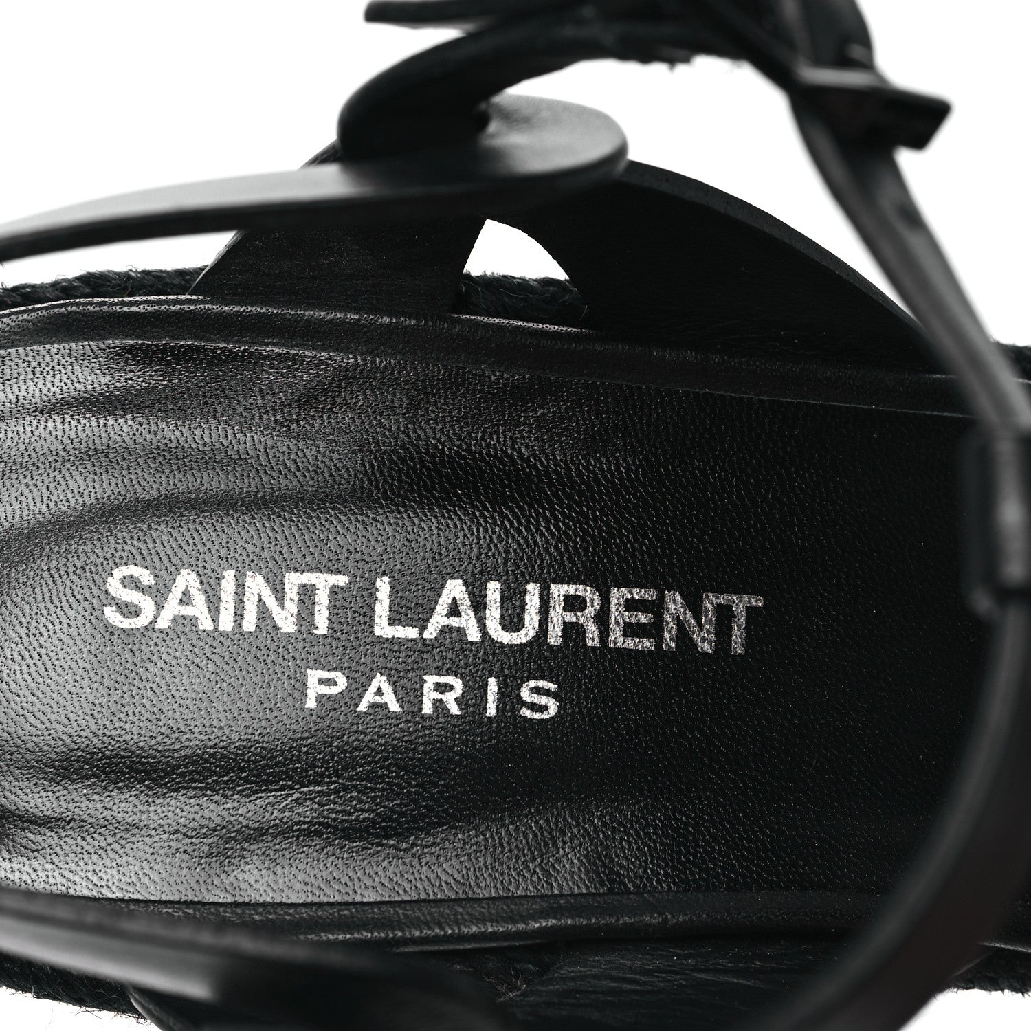 Saint Laurent Calfskin Tribute 95 Platform Espadrille Wedge Sandals 39 Black 6 of 8