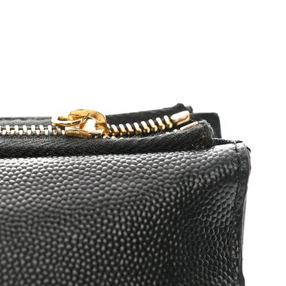 Saint Laurent Grain De Poudre Matelasse Chevron Monogram Compact Tri Fold Wallet Black 10 of 11